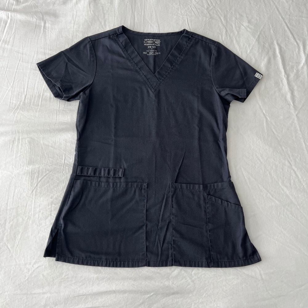 Pewter Grey V-Neck Scrub Top